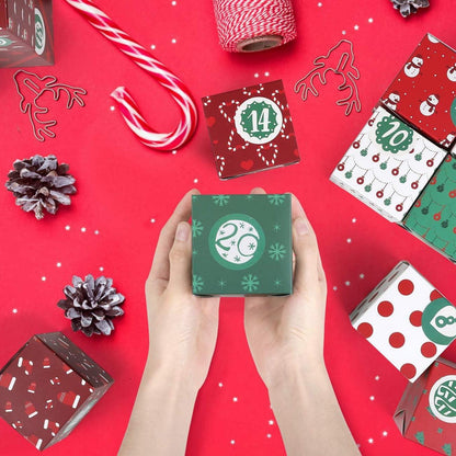 Kesote Weihnachts Adventskalender Schachteln 24 Boxen Geschenkboxen Rot Grün mit Zahlenaufkleber