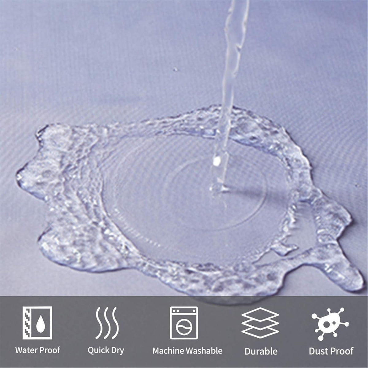 Duschvorhang 180x200 Textil Wasserdicht Anti-schimmel Waschbar in Weiß-Lila mit 12 Duschhaken