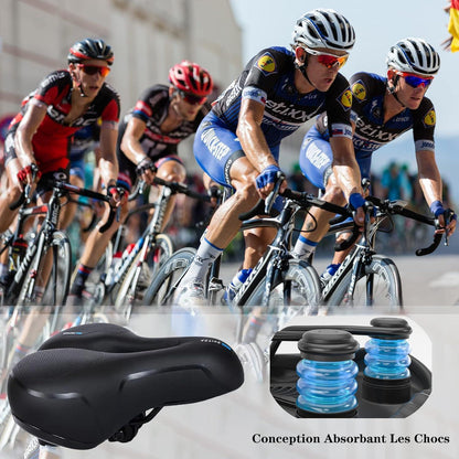 Bequemer Fahrradsattel mit Doppelfeder, blau