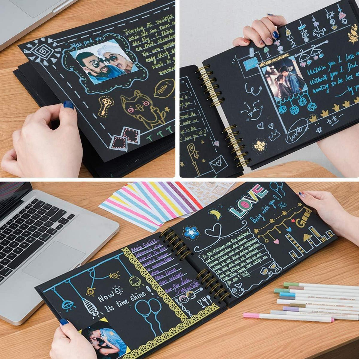 Fotoalbum zum Selbstgestalten, DIY Fotobuch 80 Seiten, Geschenkset