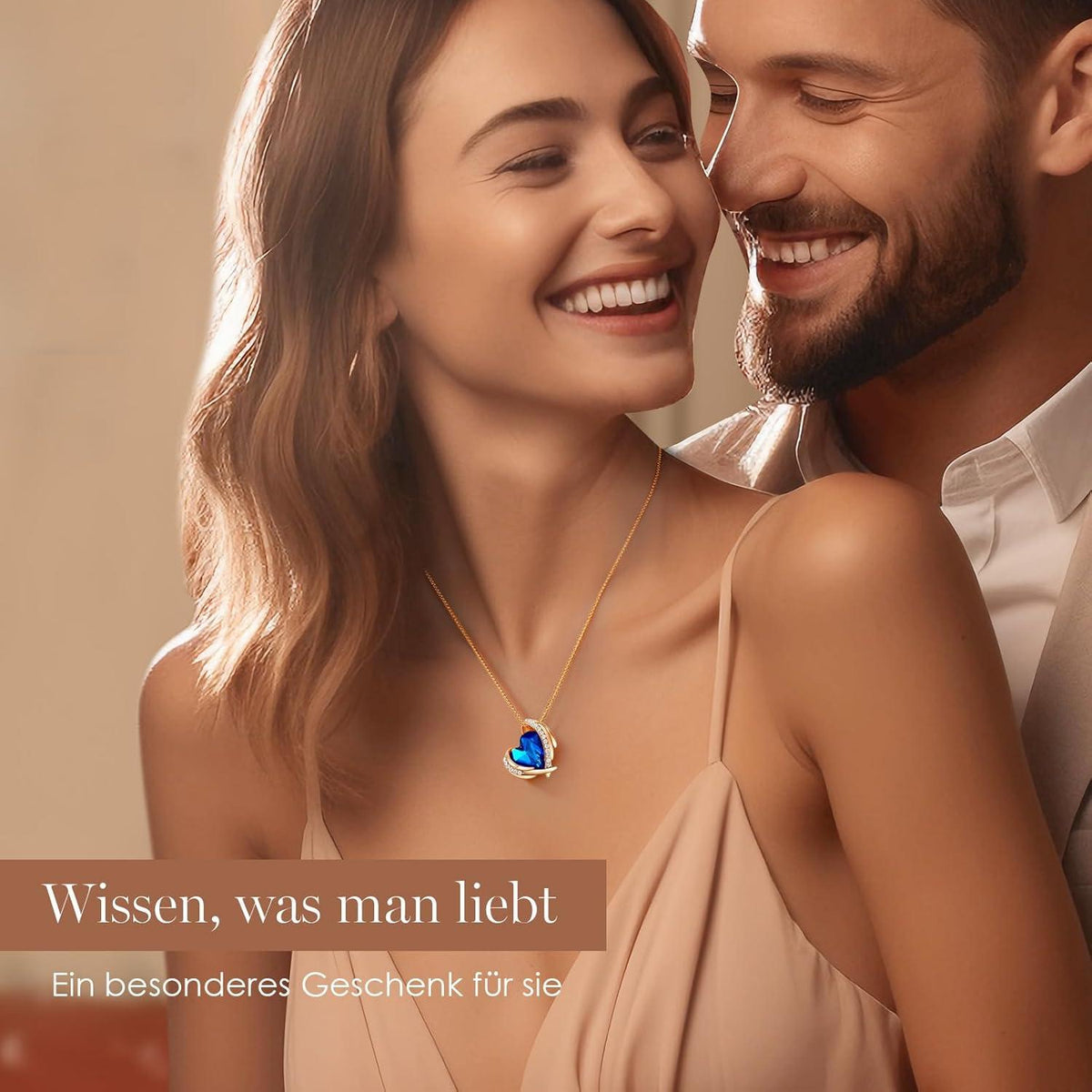 Rosegold Herz Halskette für Frauen - Geschenkbox inklusive