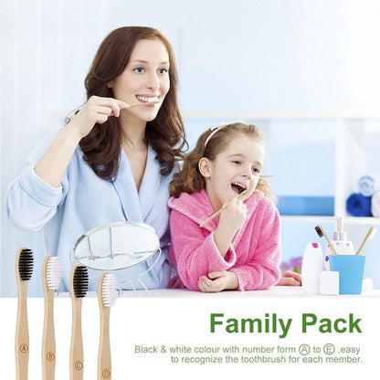 Bio Bambus Zahnbürsten Set 10er Pack BPA-frei Holz Nachhaltig