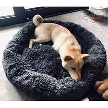 Flauschiges Hundebett Orthopädisch Ø 100cm Dunkelgrau