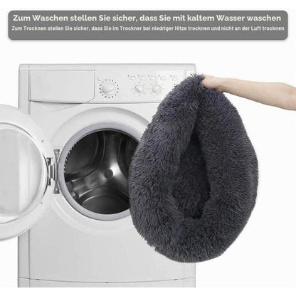 Flauschiges Hundebett Orthopädisch Ø 100cm Dunkelgrau