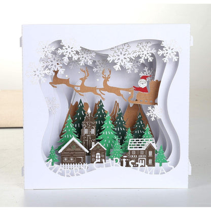 3D Weihnachtskarte mit Landschaft – Pop-Up Grußkarte