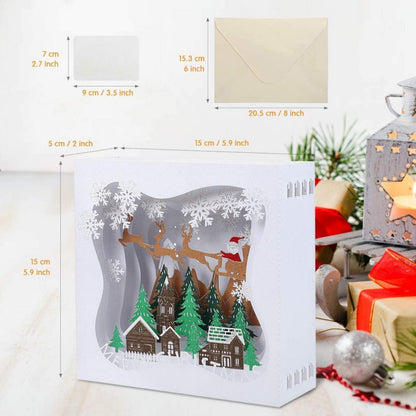 3D Weihnachtskarte mit Landschaft – Pop-Up Grußkarte