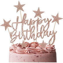 iZoeL Tortendeko Rosegold Happy Birthday Sterne Cake Topper