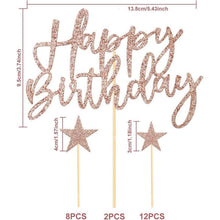 iZoeL Tortendeko Rosegold Happy Birthday Sterne Cake Topper