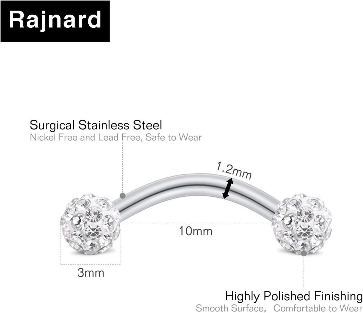 Augenbrauenpiercing Rook Piercing Ohrringe 16G 8mm Edelstahl