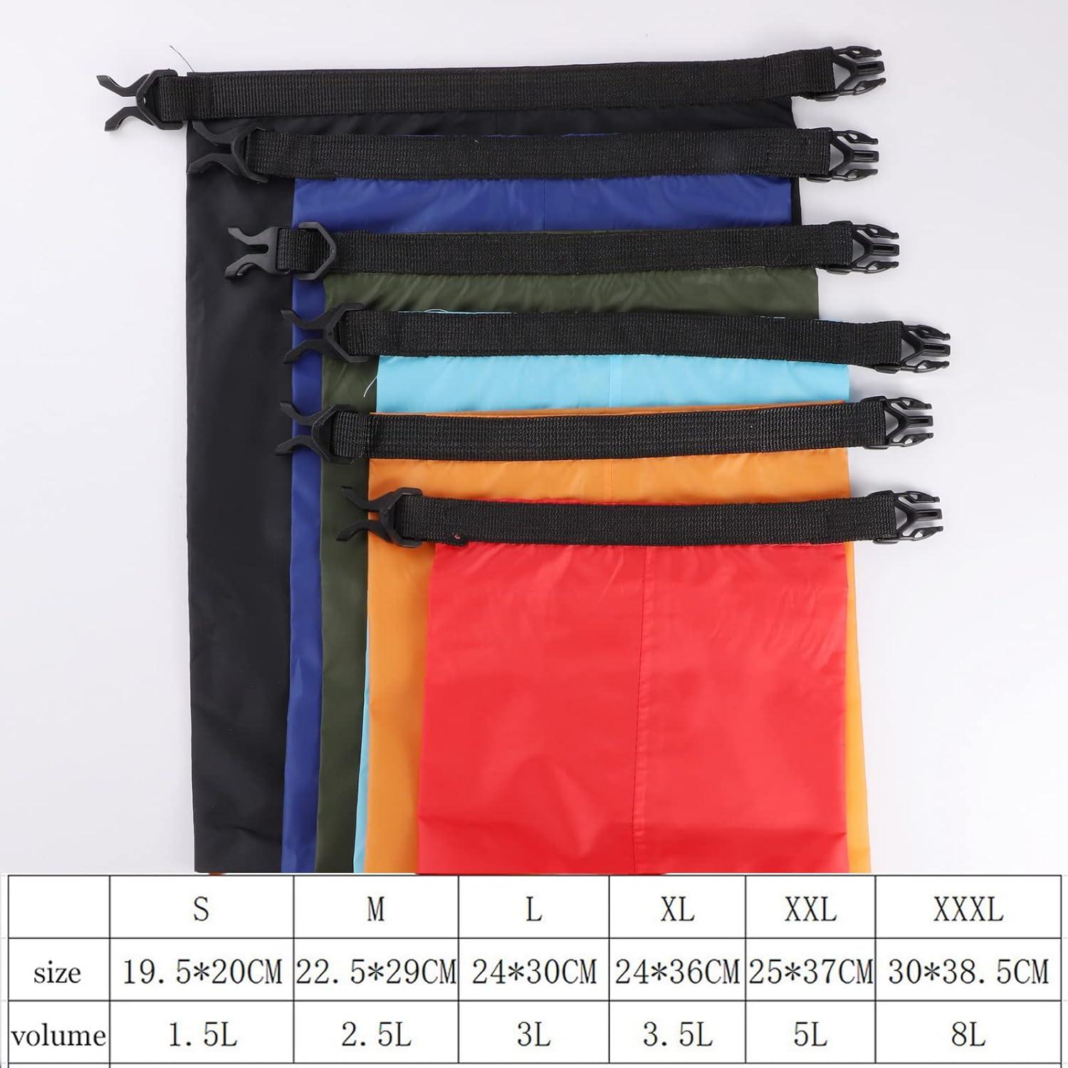 6er Set wasserfeste Trockenbeutel für Wassersport und