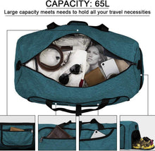 Faltbare Reisetasche 65L Schwarz mit Schuhfach