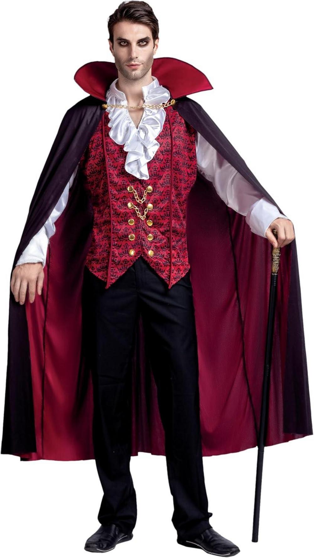 Renaissance Vampir Halloween Kostüm Herren Cosplay S-XXL Rot