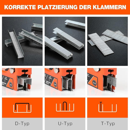 3-in-1 Handtacker Set mit 3000 Klammern - Profi Tacker Holz