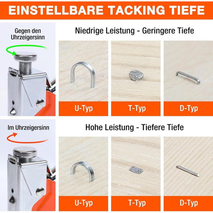 3-in-1 Handtacker Set mit 3000 Klammern - Profi Tacker Holz