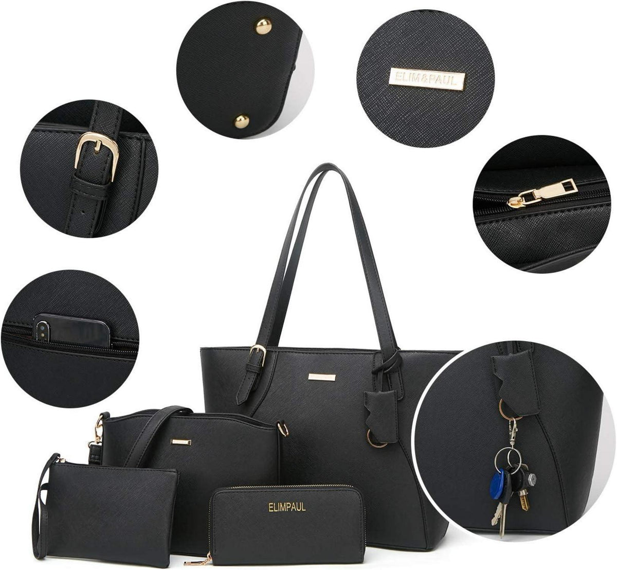 YTL Damen Handtasche Tote Schultertasche Umhängetasche 4-teilig Set
