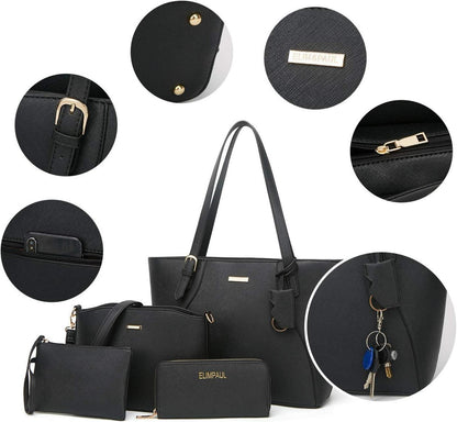 YTL Damen Handtasche Tote Schultertasche Umhängetasche 4-teilig Set