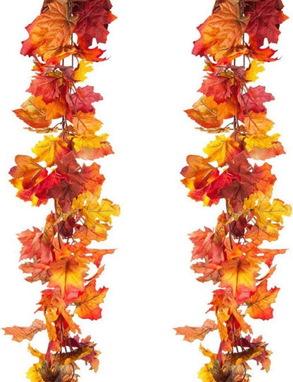 2er Set Künstliche Ahornblätter Herbst-Girlande für Dekoration