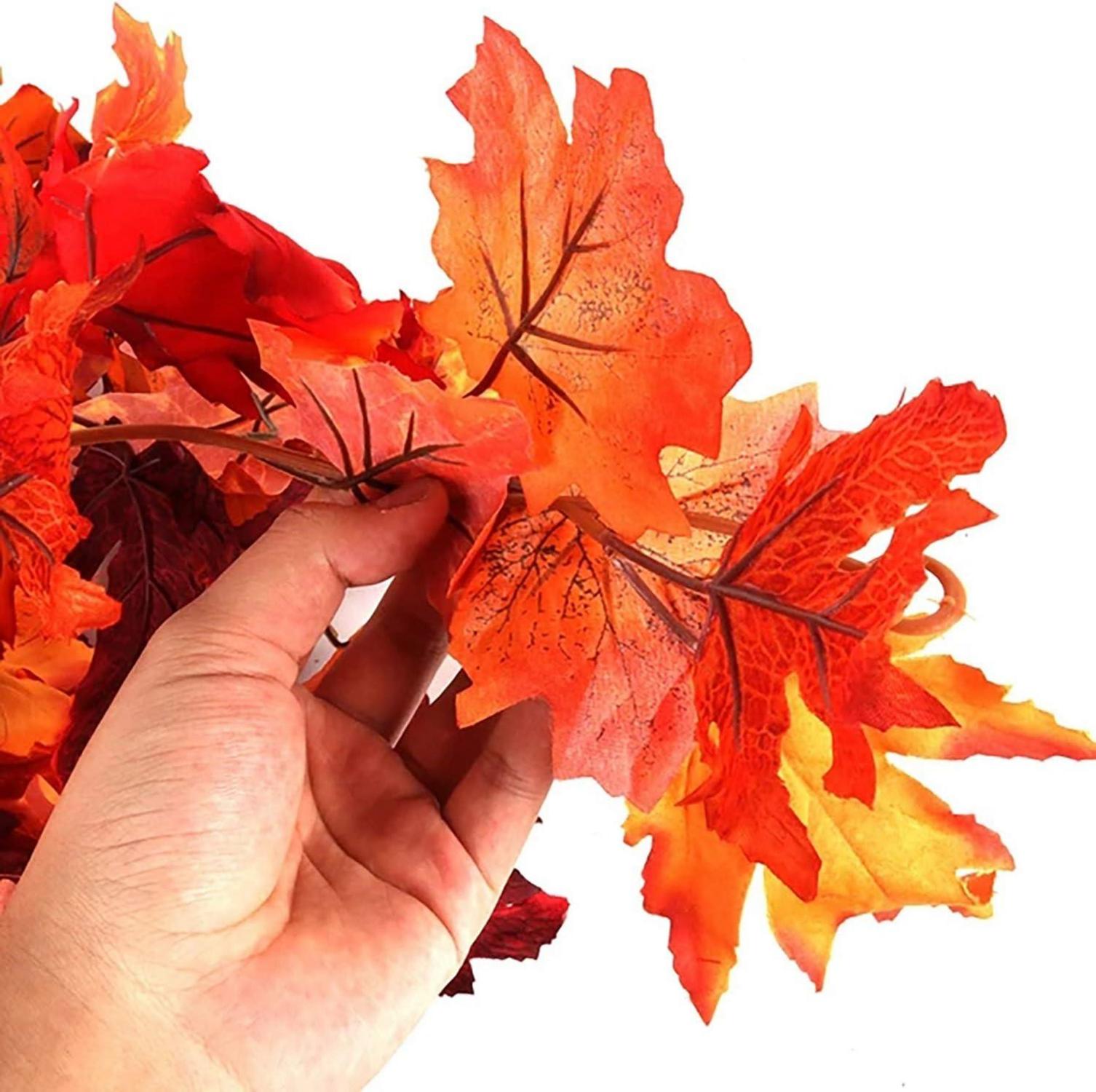 Künstliche Herbst-Ahornblätter-Girlande 2 Stück Innen & Außen Deko Fest Dekoration