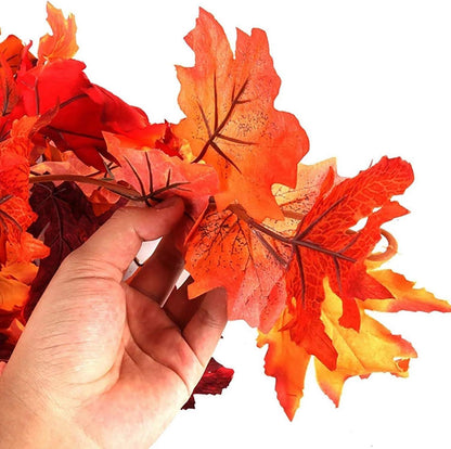 Künstliche Herbst-Ahornblätter-Girlande 2 Stück Innen & Außen Deko Fest Dekoration