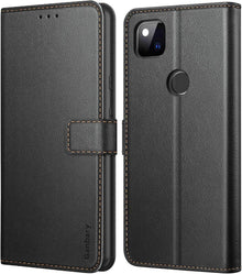 Ganbary Google Pixel 4A Leder Handyhülle Schwarz mit Kartenschlitzen