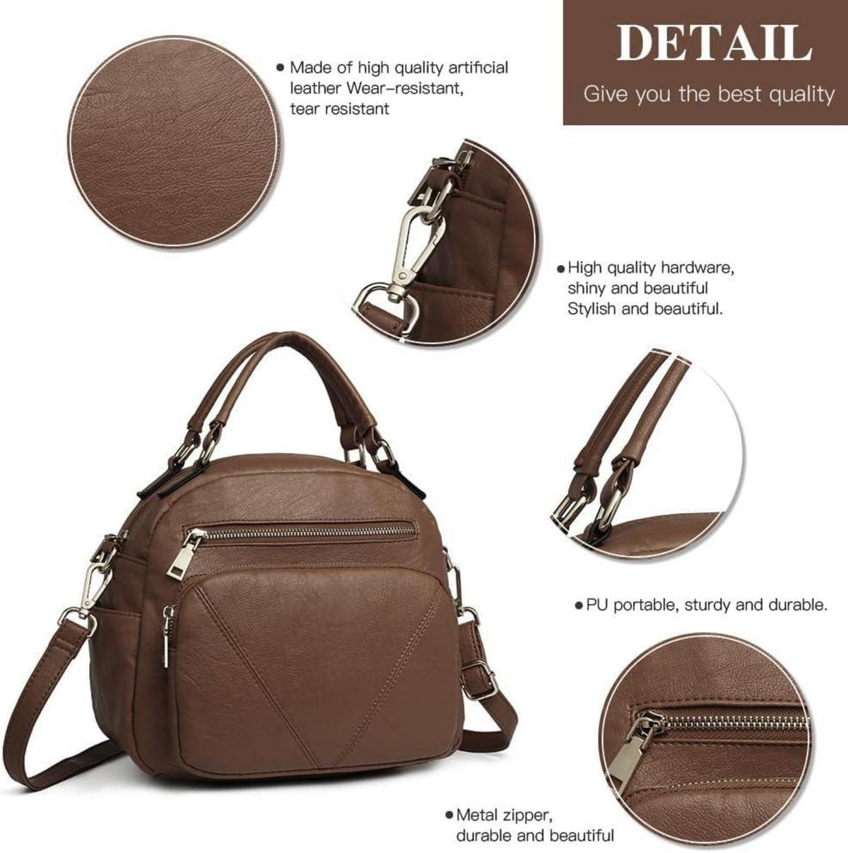 Crossbody Women's Fashion Handbag Bowler Style Top Handle Bag