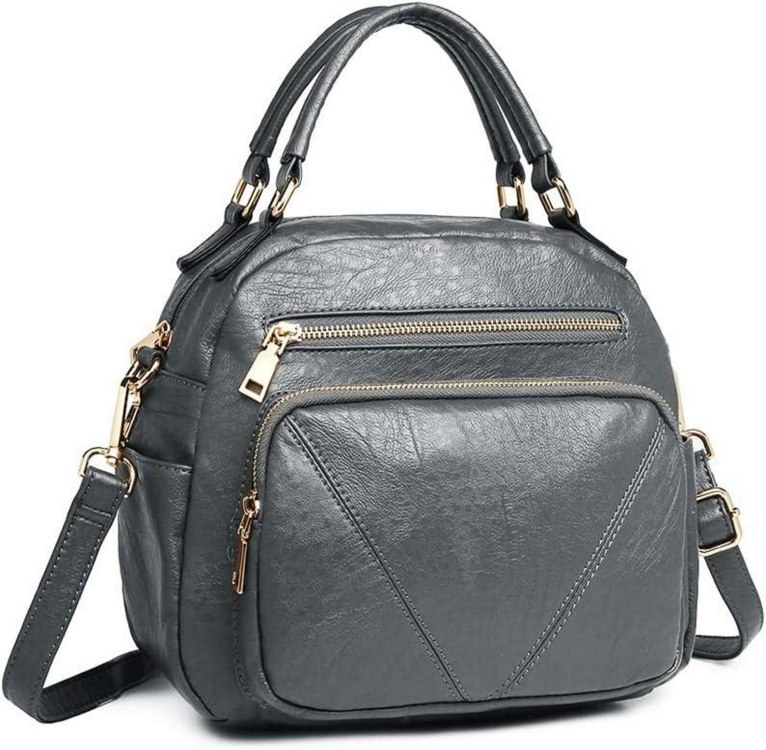 Schwarz Crossbody Bag Fashion Top Handle Purse Bowler Style