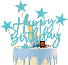 Tortendeko Happy Birthday Blau 20 Sterne Cake Topper