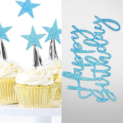 Blau Geburtstag Kuchendeko Happy Birthday Sterne Cake Topper 20-teilig