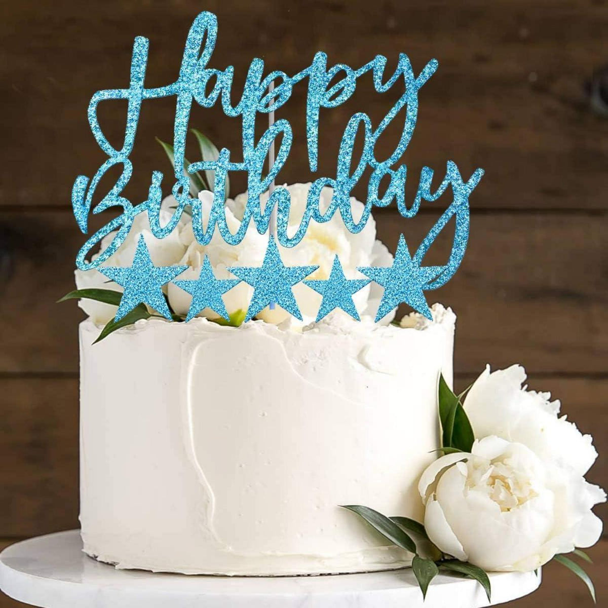 Tortendeko Blau Happy Birthday Sterne Cake Topper 20pcs