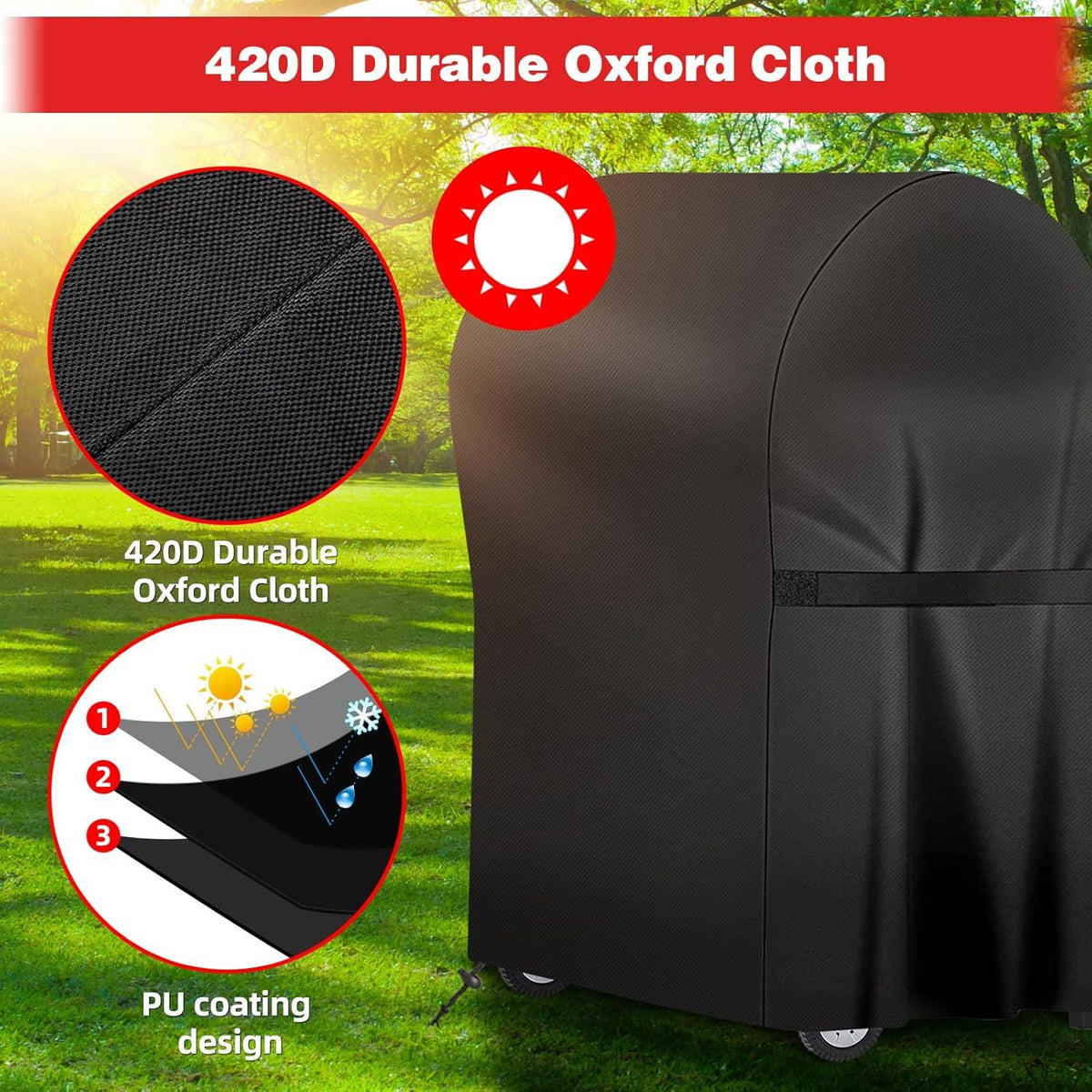Grillabdeckung 420D Oxford-Stoff Gasgrill Haube Wasserdicht 76x66x110cm