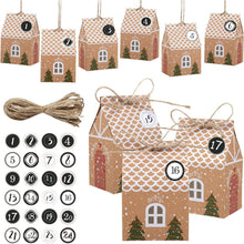24 Stück Weihnachtskalender Geschenkboxen Hausform