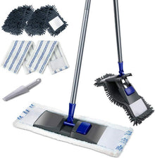 Bodenwischer Set Mikrofaser Wischmop Flachmopp Lang Griff 4 Wischpads