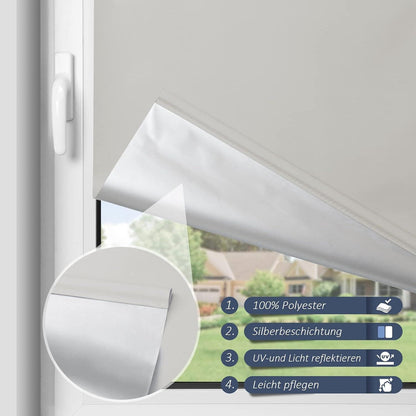 Rollos für Fenster ohne Bohren Doppelrollo Klemmfix 95x120cm