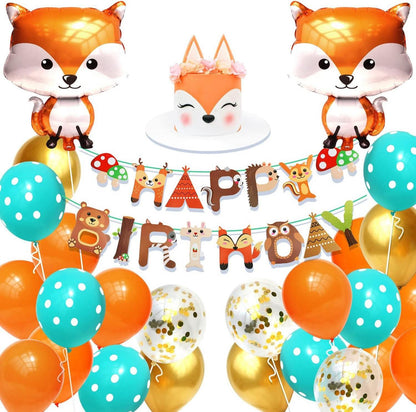 Girlande Happy Birthday Fuchs Luftballon Konfetti Luftballons Party