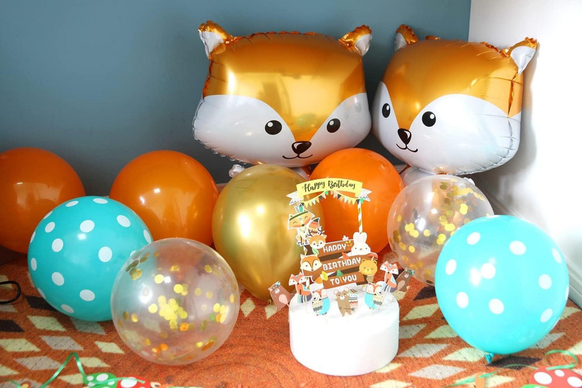 Kindergeburtstag Deko Fuchs Luftballon Girlande Konfetti Ballons