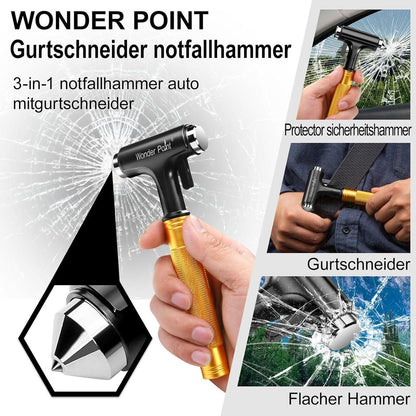 Notfallhammer Auto mit Gurtschneider & Glasbrecher – Gelb