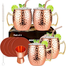 Moscow Mule Kupferbecher Set 4 Stück 19.5 Unzen Untersetzern