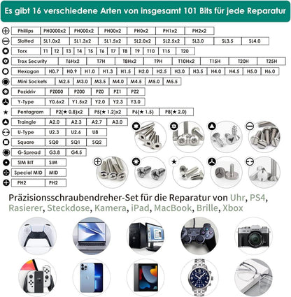Präzisions Schraubendreher Set 122-teilig Torx T2 T5 T6 T8 T9