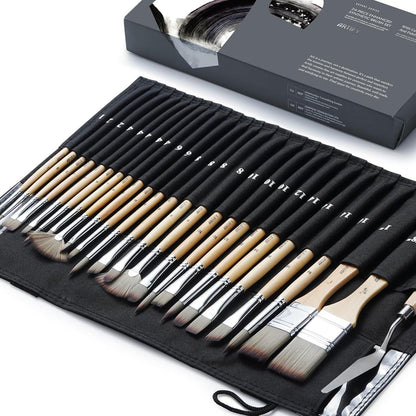 ARTIFY 24-teiliges Pinsel-Set mit Pinseltasche und Spachtel