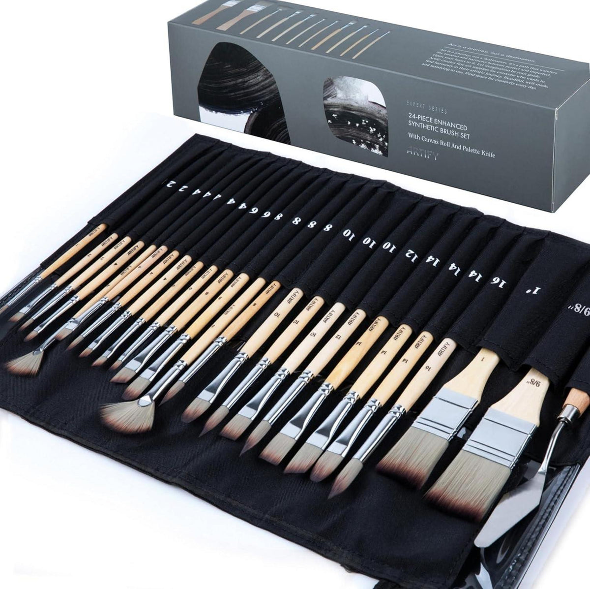 24-teiliges Pinsel-Set mit Pinseltasche für Acryl- und Aquarellmalerei