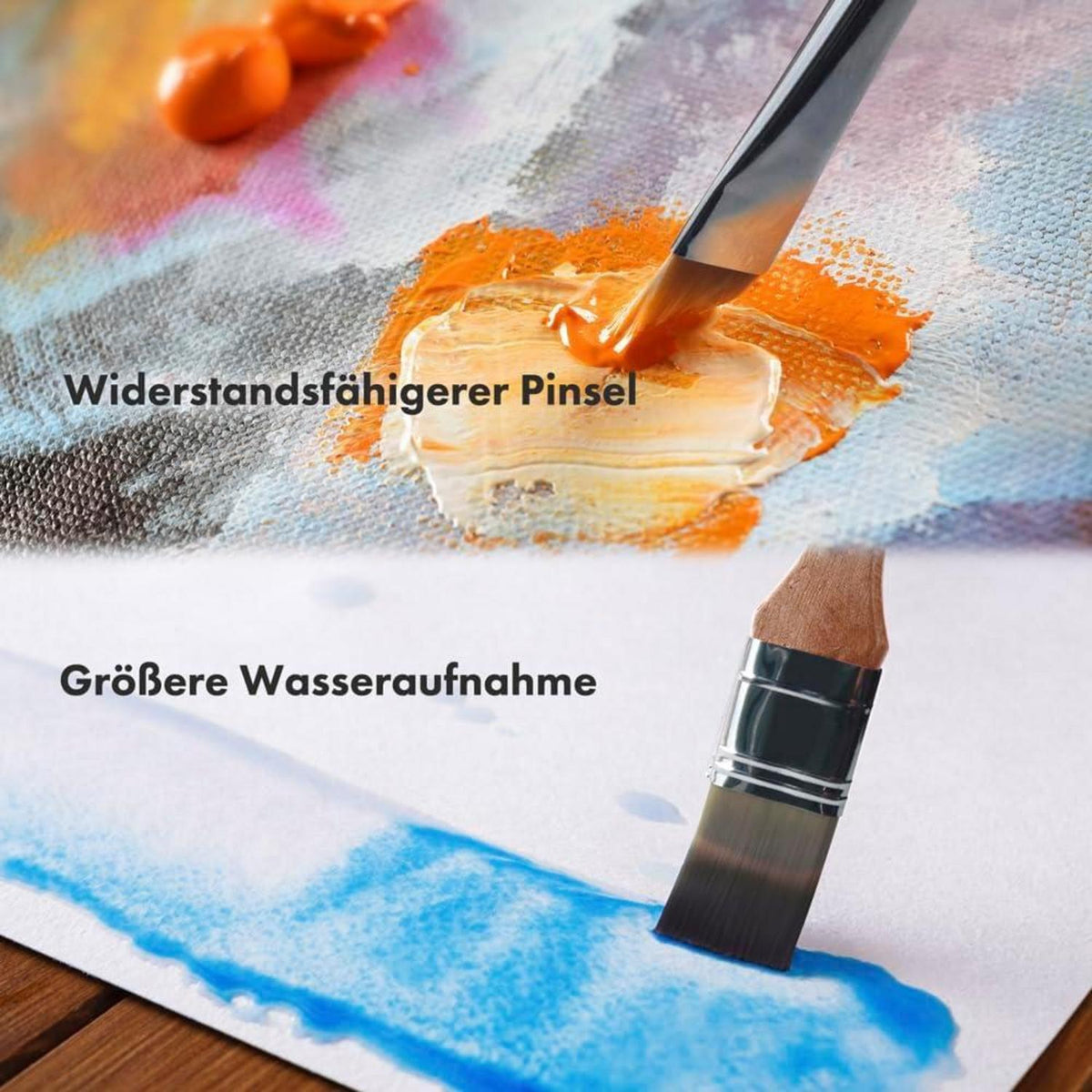 24-teiliges Pinsel-Set mit Pinseltasche und Spachtel Acryl Aquarell
