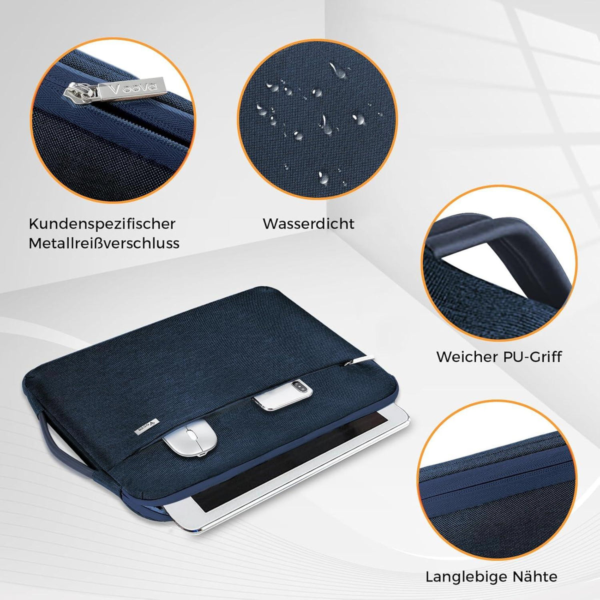 Voova Laptophülle 15.6 16 Zoll 360°Schutz Laptop Sleeve Tasche MacBook Pro Acer ConceptD Blau