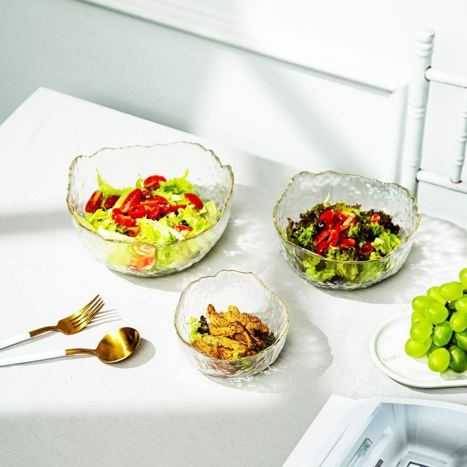 3er Set Glas Schalen Stapelbar Rund Transparent