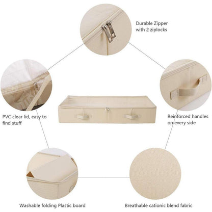 Unterbett-Aufbewahrungsbox mit Deckel, beige, 85cm
