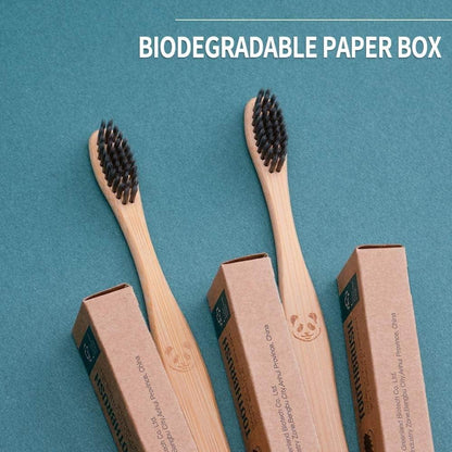12x Umweltfreundliche Bambuskohle Zahnbürste mit weichen Borsten - BPA frei
