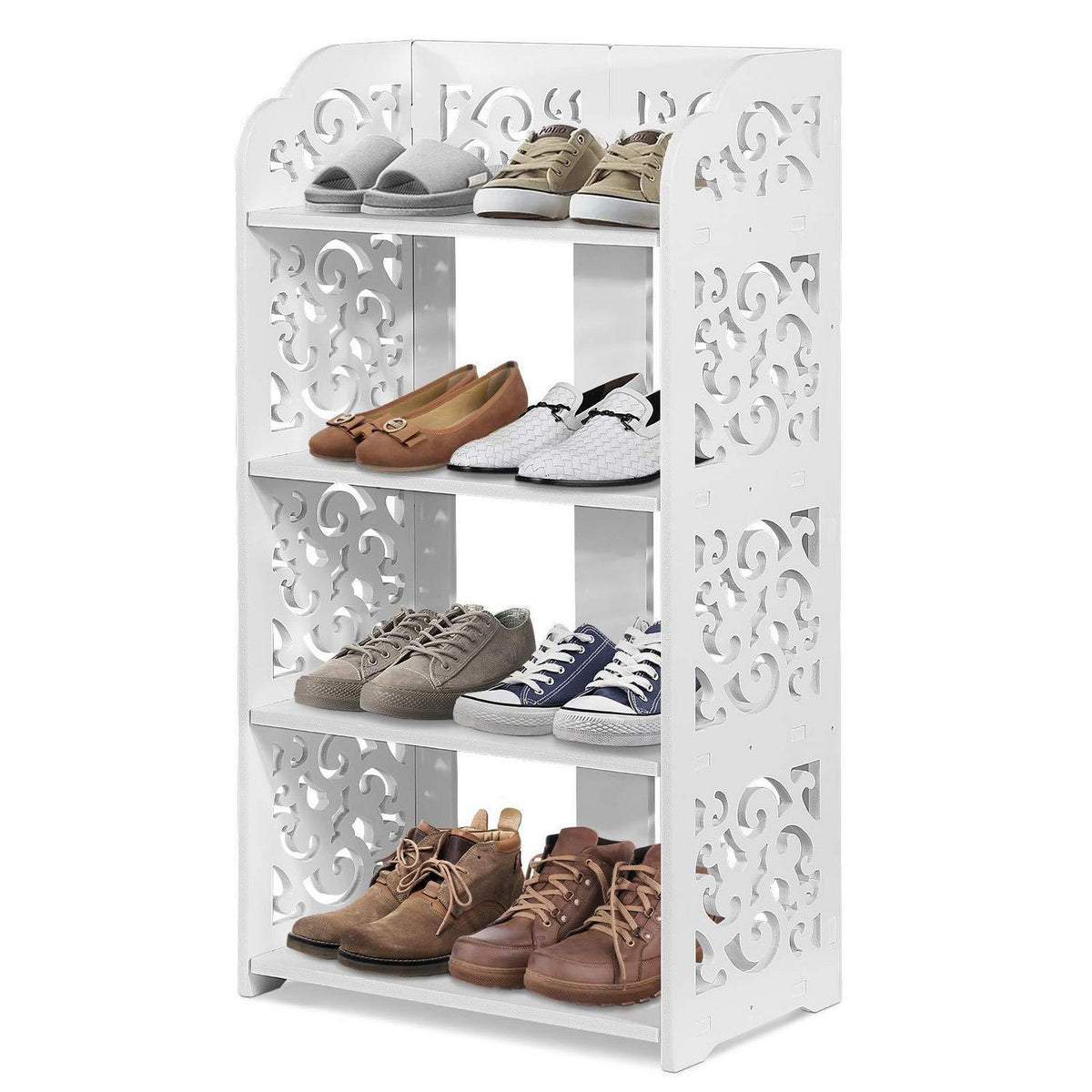 4-geschossiges Schuhregal PVC – Weiß für Schuhe & Co.