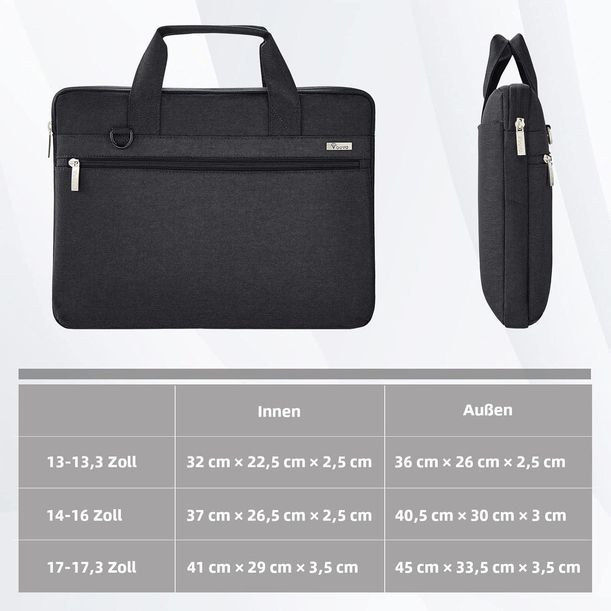 Voova Laptoptasche 360°Schutz Wasserdicht 17,3 Zoll Schwarz
