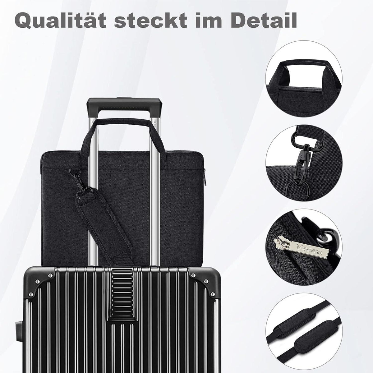 Laptoptasche 15-16 Zoll Wasserdicht 360°Schutz Stoßfest Schwarz
