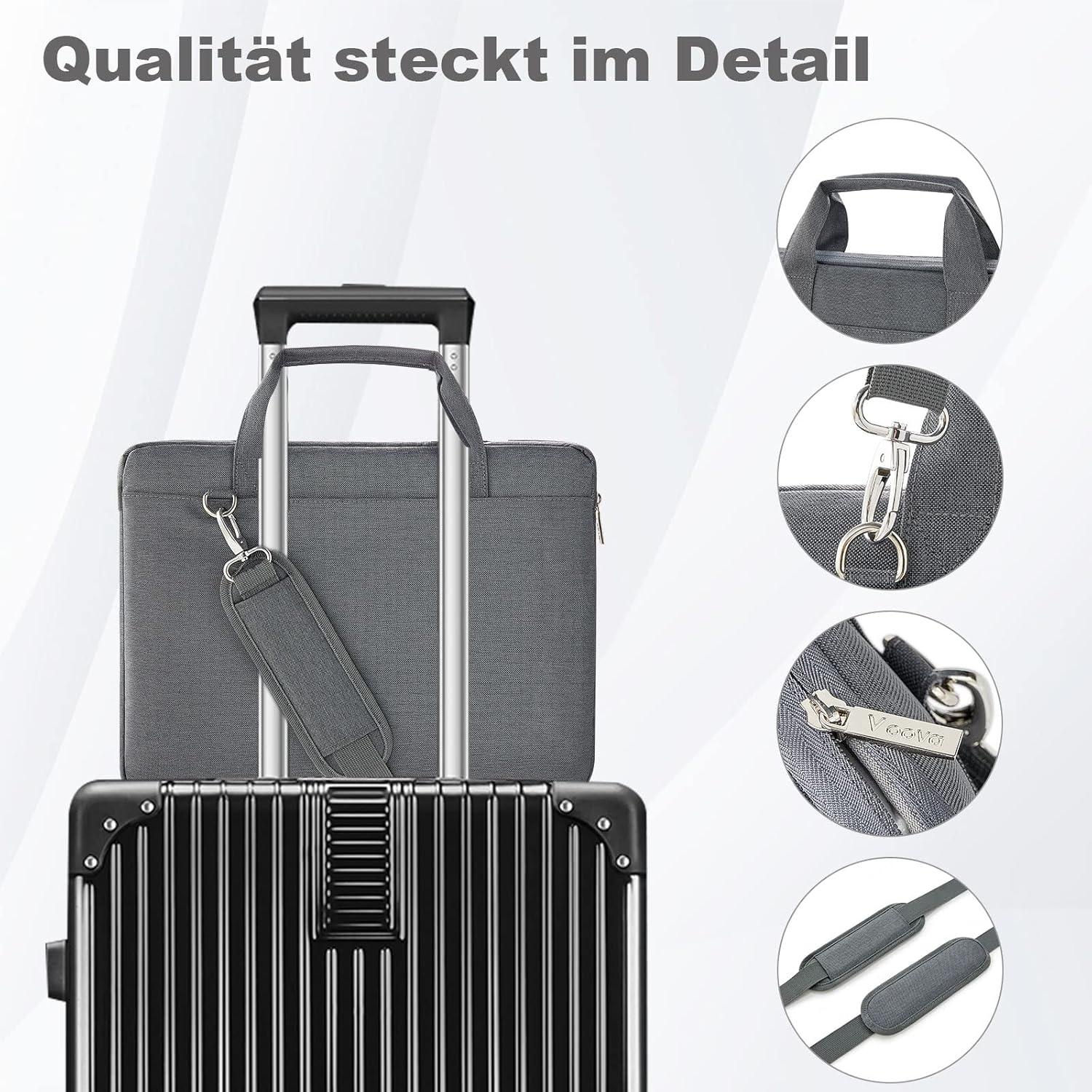 Voova Laptoptasche 16 Zoll Wasserdicht Stoßfest Grau
