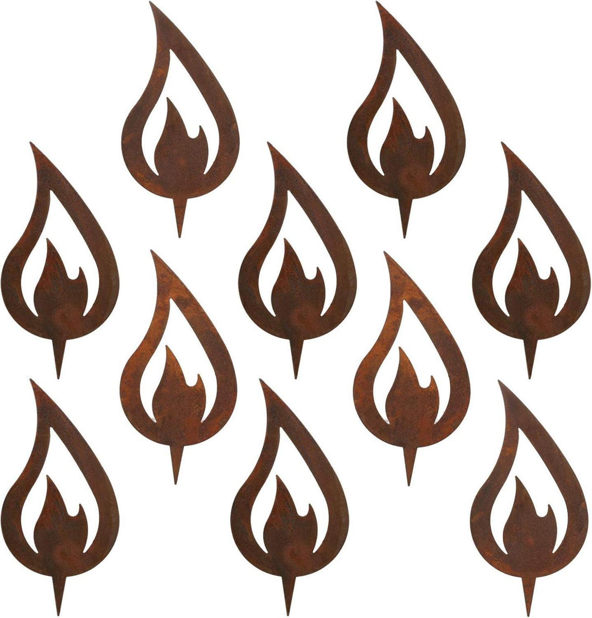 10er Set Rostige Flamme Deko Weihnachten Garten Advent 12x6cm